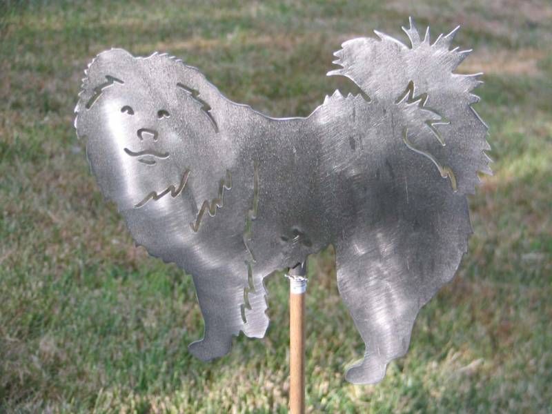 Chow Dog yard garden art statue stake metal  