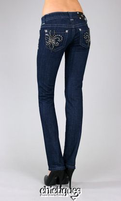 Miss Me Jeans Metallica Chain Reaction Fleur de Lis Straight Leg 