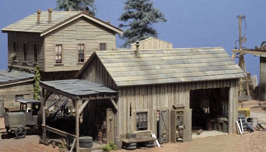 The truck repair shed is board on board on batten. Milled siding just 