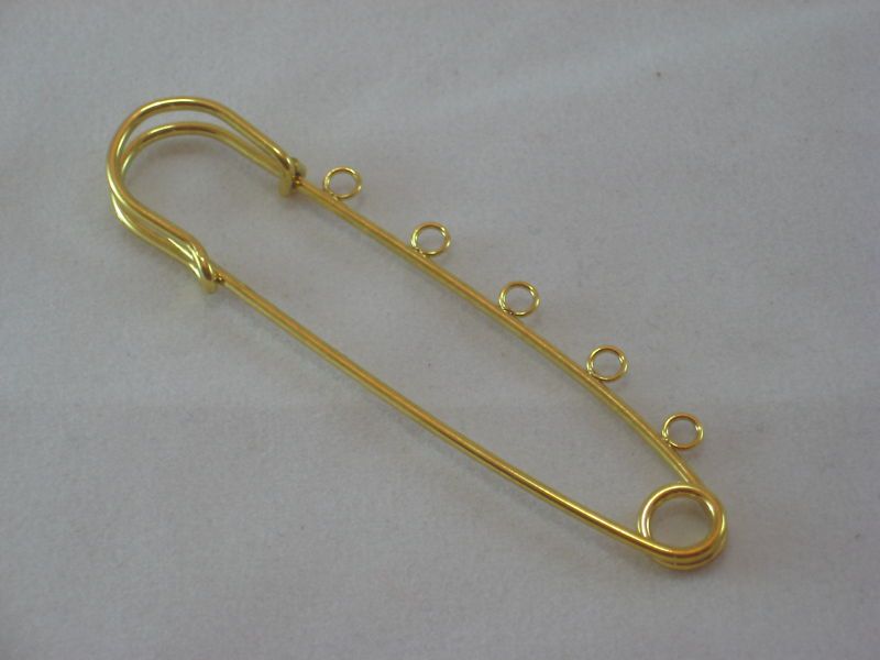 10 GOLD PLATED KILT PINS 5 LOOP JEWELRY CHARM HOLDER 3  