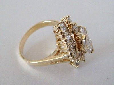 2CT MARQUISE DIAMOND CLUSTER 14K GOLD COCKTAIL RING WOW  