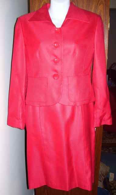 NWT TALBOTS Dark Pink Silk Dress Suit Jacket 2pc Set 6P  