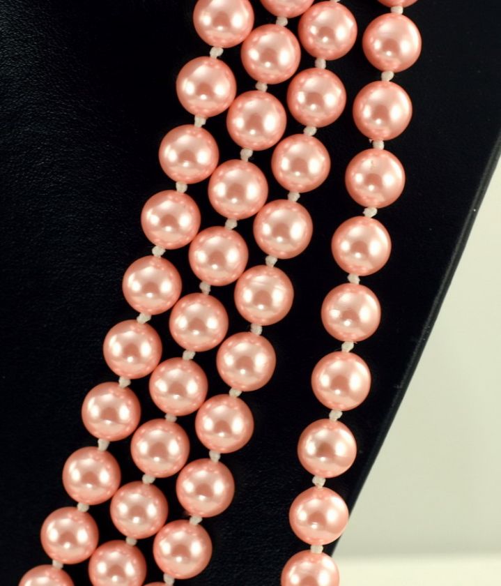   Rivers Extra VERY Long Pink 9.5 mm Beaded 122 Flapper Necklace  