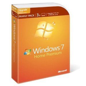 Microsoft Windows 7 Home Premium Upgrade Family Pack 3 PCs NEW IN BOX 