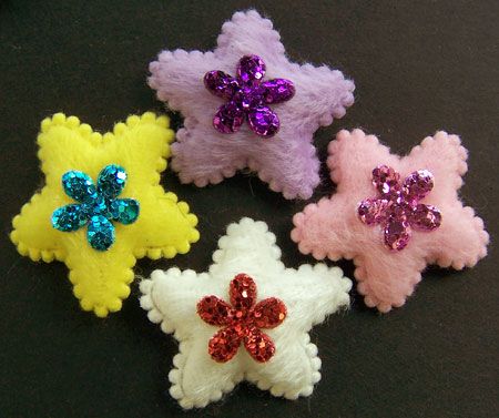 60 Furry Shiny Padded Star Appliques Trim Hair Bow Mix  