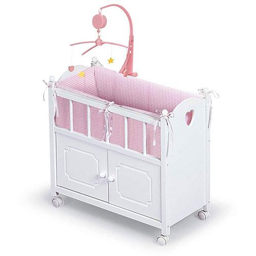   crib features a real musical mobile that plays a sweet lullaby, and a