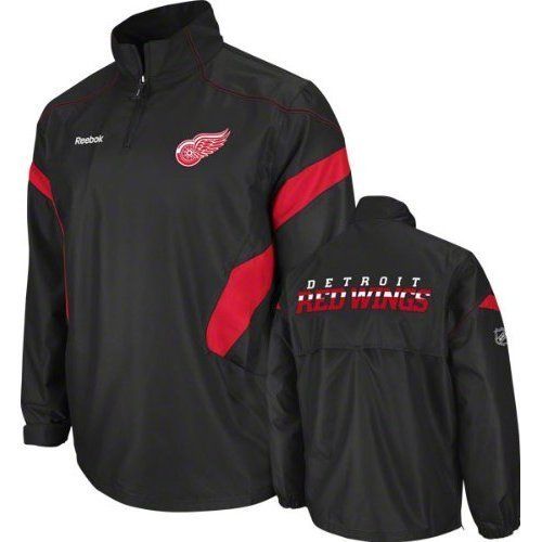 Detroit Red Wings Black Reebok Center Ice 1/4 Zip Hot Jacket sz Medium 