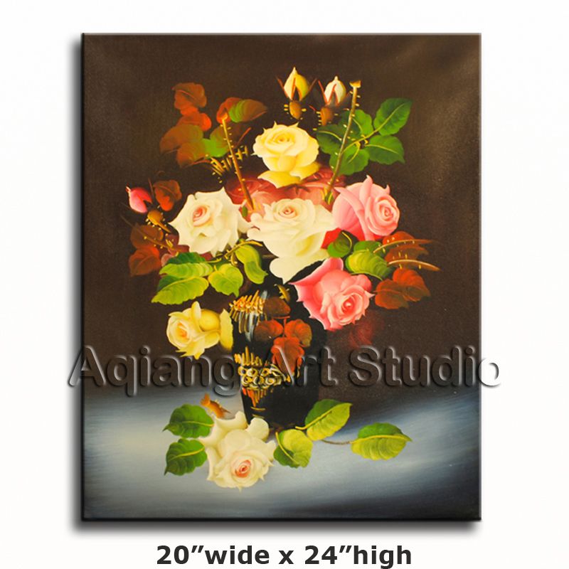   Reproduction Art Still Life Rose Flowe Bouquet Oil Painting Canvas