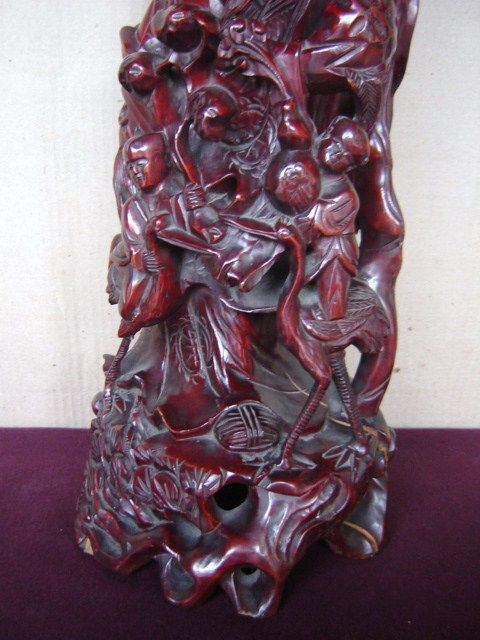 Great antique Oriental carved wood sculpture # 05799  