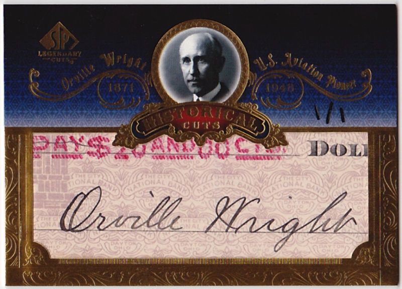 2006 Legendary Cuts ORVILLE WRIGHT Cut Signature Auto # 1/1  