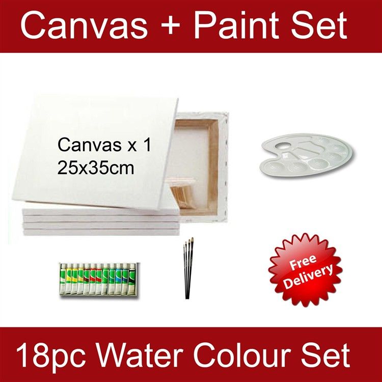 Artists Jumbo Set Canvas Easel Oil Watercolour Paints  