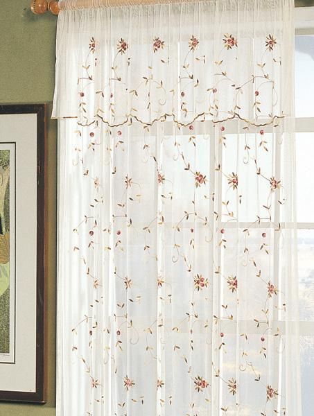 Embroidery Roses Window Curtain Panel (Ivory 2PCS) NEW  