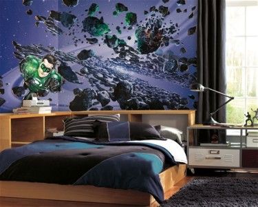 New GREEN LANTERN WALLPAPER MURAL Boys Bedroom Decor DC Comics Room 