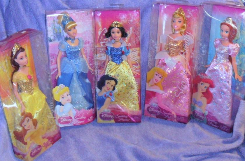 DISNEY PRINCESS LOTS OF FIVE SPARKLING PRINCESS BELLE DOLL 12 NEW 