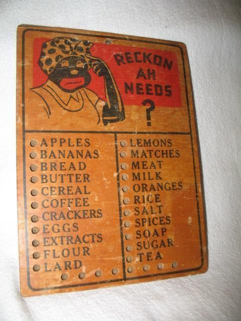 VINTAGE BLACK GROCERY LIST hotel FL 1940s 1950s wooden  