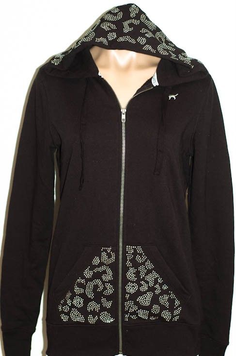 NWT Victorias Secret Bling Sequins LOVE PINK Zip Hoodie XS  