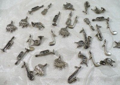   Instruments Charms 3D Tuba Piano Guitar Trombone Sax Notes Silvertone