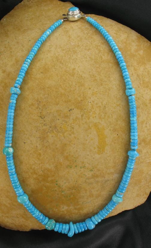 GENUINE SLEEPING BEAUTY TURQUOISE BEADS NECKLACE #5~  