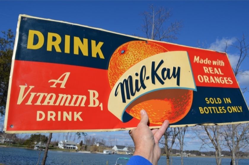    KAY ORANGE (MILK REPLACEMENT DRINK) COLA SODA EMBOS SIGN RARE  