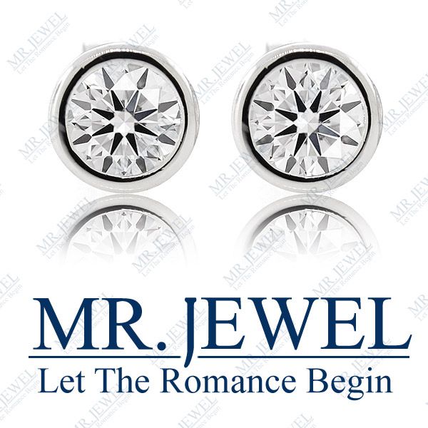 STERLING SILVER 925 6MM BEZEL ROUND CZ STUD EARRINGS  