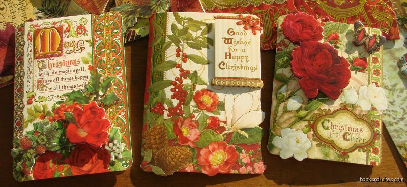   Studio Die Cut Christmas Roses Floral Greeting Cards Victorian  