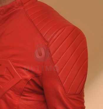 Superman Smallville Red Real Leather Sheepskin Jacket   Embossed 