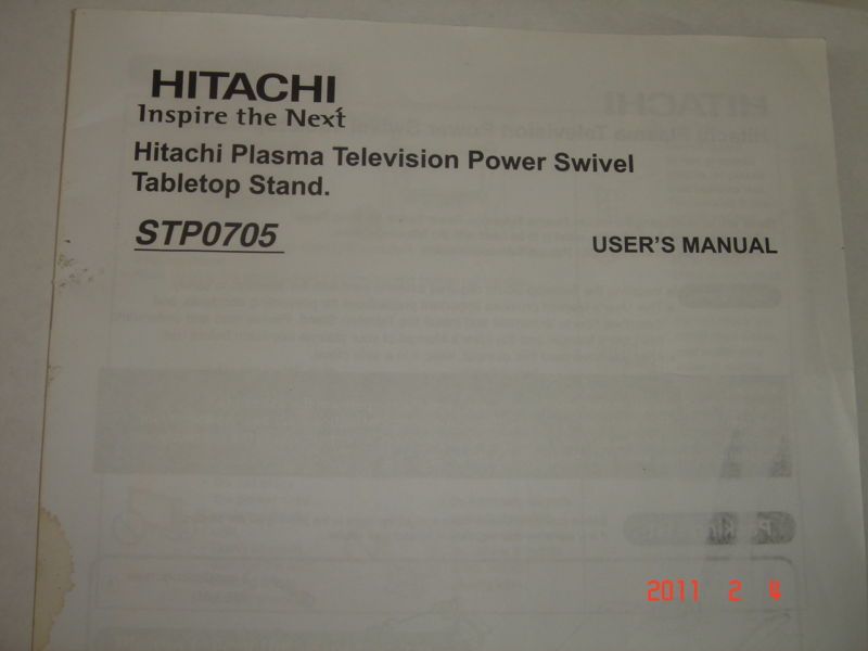 Hitachi STP0705 Plasma Television Manual W308  