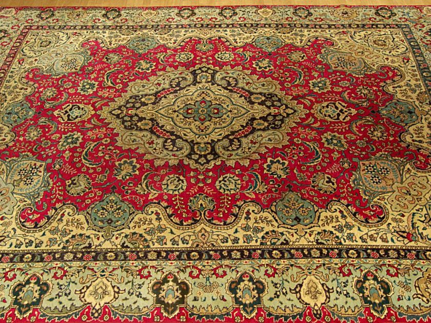   .Handmade Carpet Antique 1930s Genuine Persian Tabriz Serapi Wool Rug