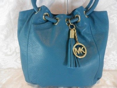 MICHAEL KORS TURQUOISE LEATHER  RING SHOULDER SATCHEL  