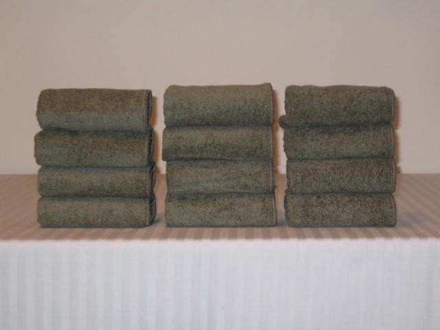 12  100% Cotton Velour Washcloths in Dark Sage  