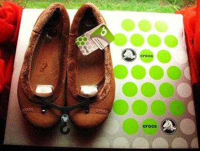 CROCS NANOOK WOMEN SHOES FLATS W FAUX FUR BRONZE SIZE 6 12 NWOB  