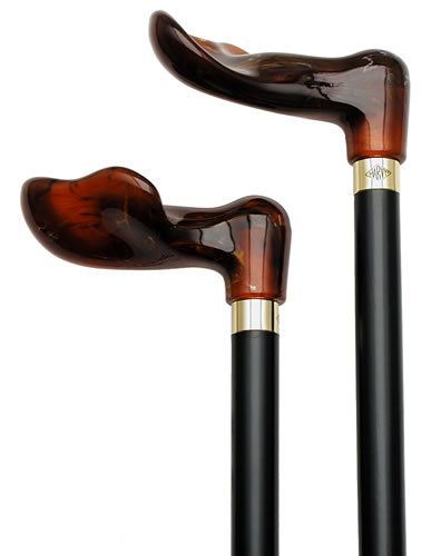 Unisex Palm Grip Handle Amber Hardwood Walking Cane  