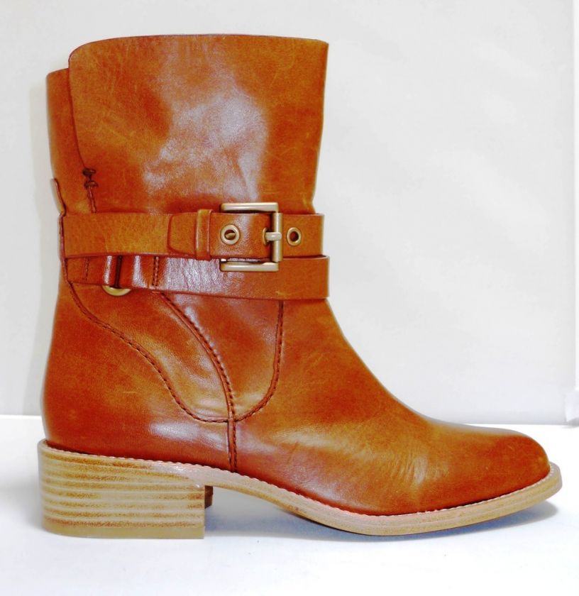 COACH Jesika Whiskey Cognac Brown Leather Ankle Boots NIB Various 