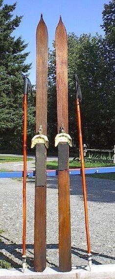 VINTAGE Wooden Skis 62 POINTS + Bamboo Poles  