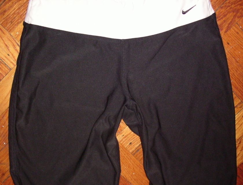 NIKE RUNNING WORKOUT CAPRIS PANTS MEDIUM M COLORBLOCK BLACK ROSE PINK 