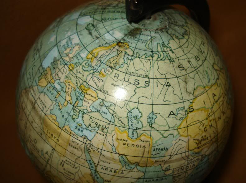 Vintage Tin World Globe 4 1/2 1930s  